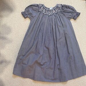 Smocked Navy gingham Dress